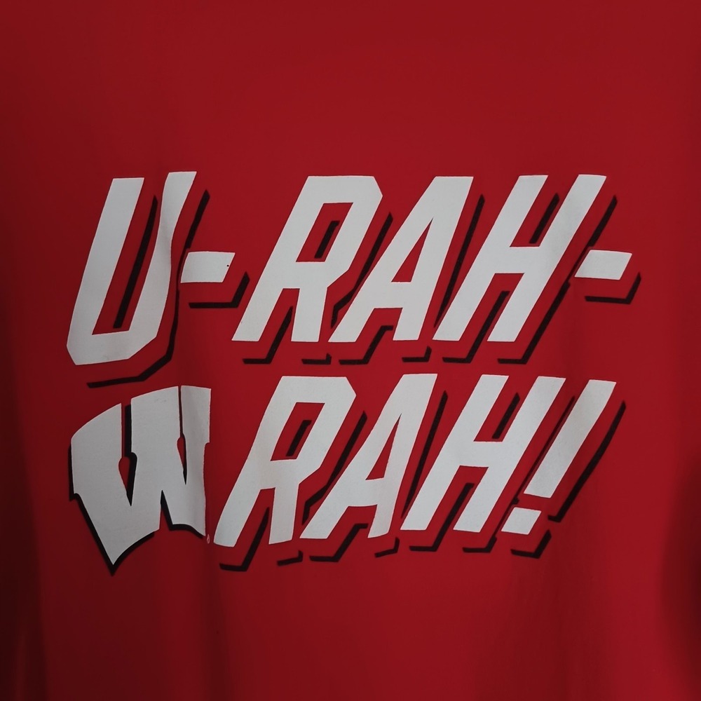 Wisconsin Badgers Red Box Seats Long Sleeve Sports Fan Shirt Mens Size 3XL - Picture 3 of 9